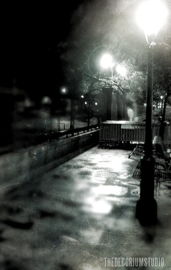 NIGHT LIGHT fine art romantic gothic Travel Photography print in black white blue grey of New Orleans 11x17