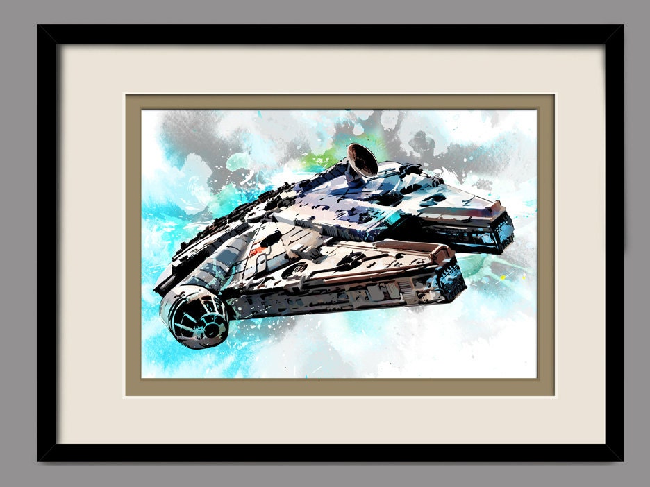 Star Wars Millennium Falcon illustration Art Print size 13x19
