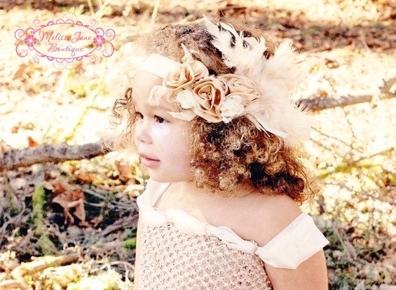 Silk Rose feathered headband