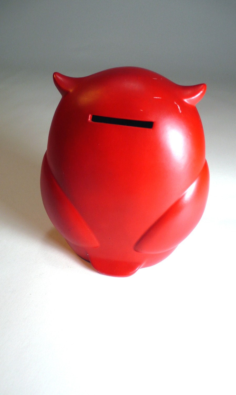 forest friends, vintage 60's red MOD OWL japanese ceramic figurine bank - so kawaii