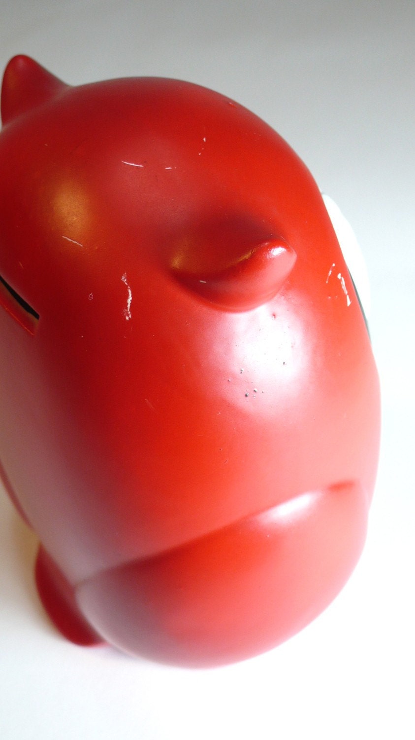 forest friends, vintage 60's red MOD OWL japanese ceramic figurine bank - so kawaii