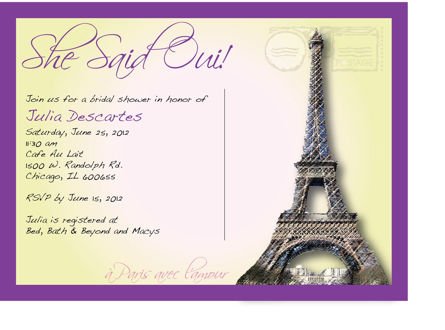 She Said Oui: French Themed Wedding Shower Invitation