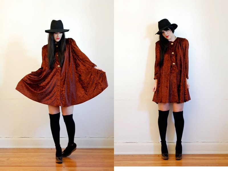 RESERVED Vintage Velvet gothic Mod Geek Inide Mini Dress 60s