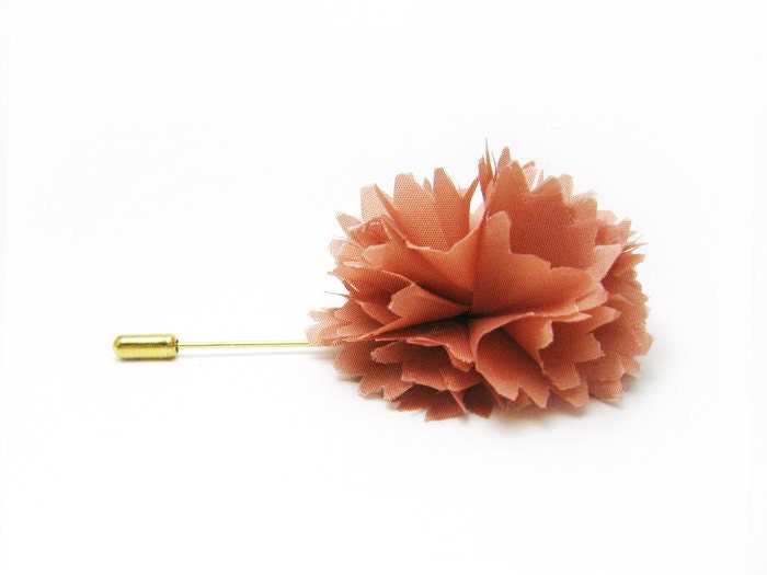 Lapel pin Coral flower Carnation stick pin - etherealflowers