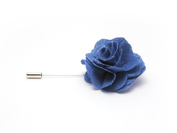 Steel blue Rose lapel pin or Tie pin