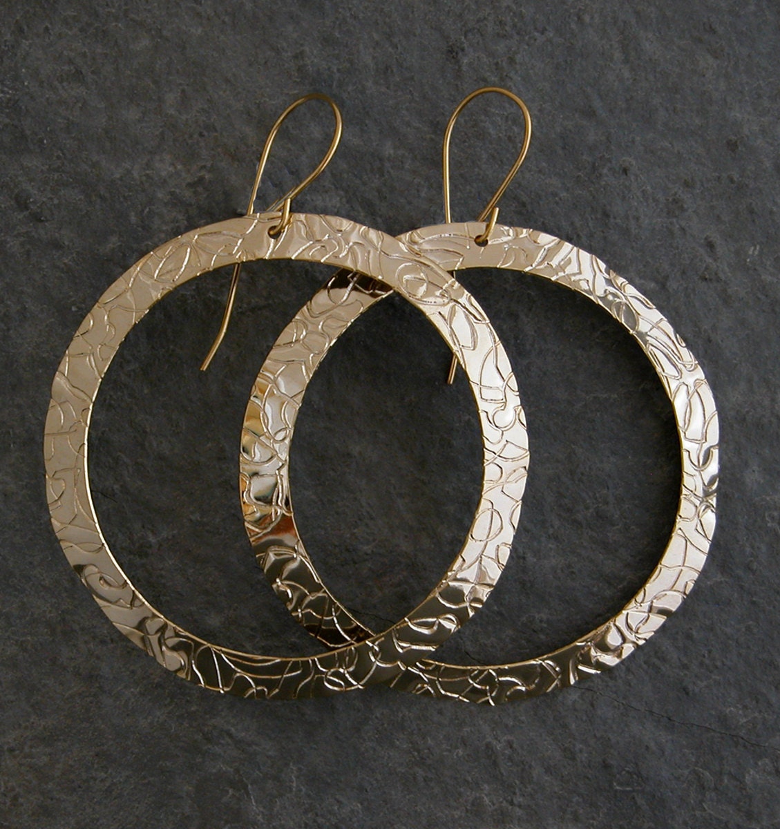 Gold Hoops Earrings, Dangle Hoop Earrings,Big Hoops Earrings ,handmade hammered large hoops