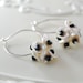 Sterling Silver Earrings White Keishi Keshi Pearls Freshwater Pearl Black Spinel Gemstone Semiprecious Floral Blossom Complimentary Shipping