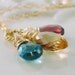Gemstone Necklace Golden Citrine Teal London Blue Topaz Raspberry Rhodolite Garnet AAA Gold Wire Wrapped Jewelry Complimentary Shipping