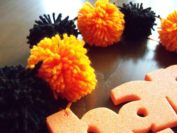 Halloween Yarn Pom Pom Garland for Party Decor, Banners, Buntings and Photo Props Il_570xn