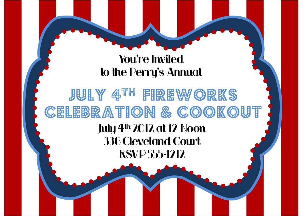 July 4th - Fireworks Celebration - Printable Invitations w/ matching Envelope Address Wraps Il_570xn