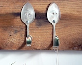 His and Hers Wall Hook - Vintage Silverplate Teaspoon