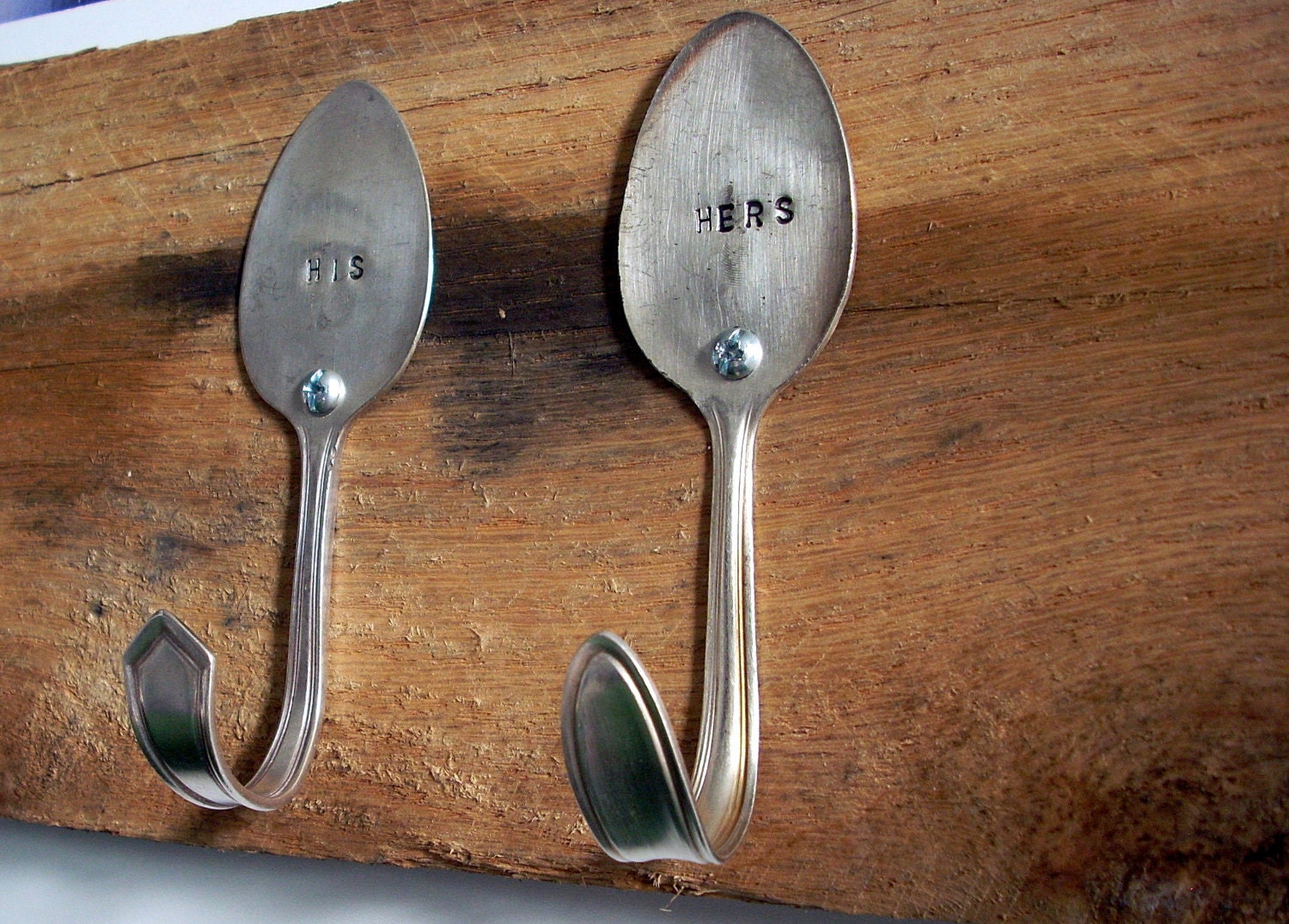His and Hers Wall Hook - Vintage Silverplate Teaspoon