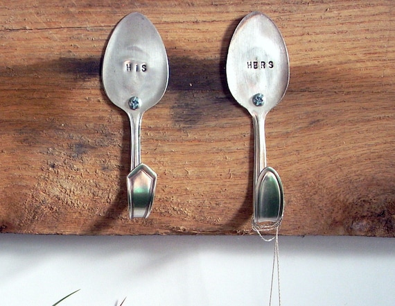 His and Hers Wall Hook - Vintage Silverplate Teaspoon