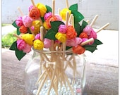 20 Long Toothpicks with handmade roses