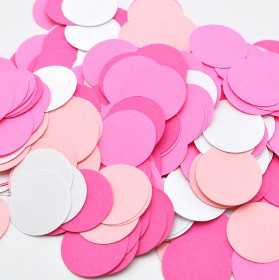 Pretty in Pink - Birthday Decoration - Circle Confetti Punch-Outs - Paper - Bridal Shower Decor