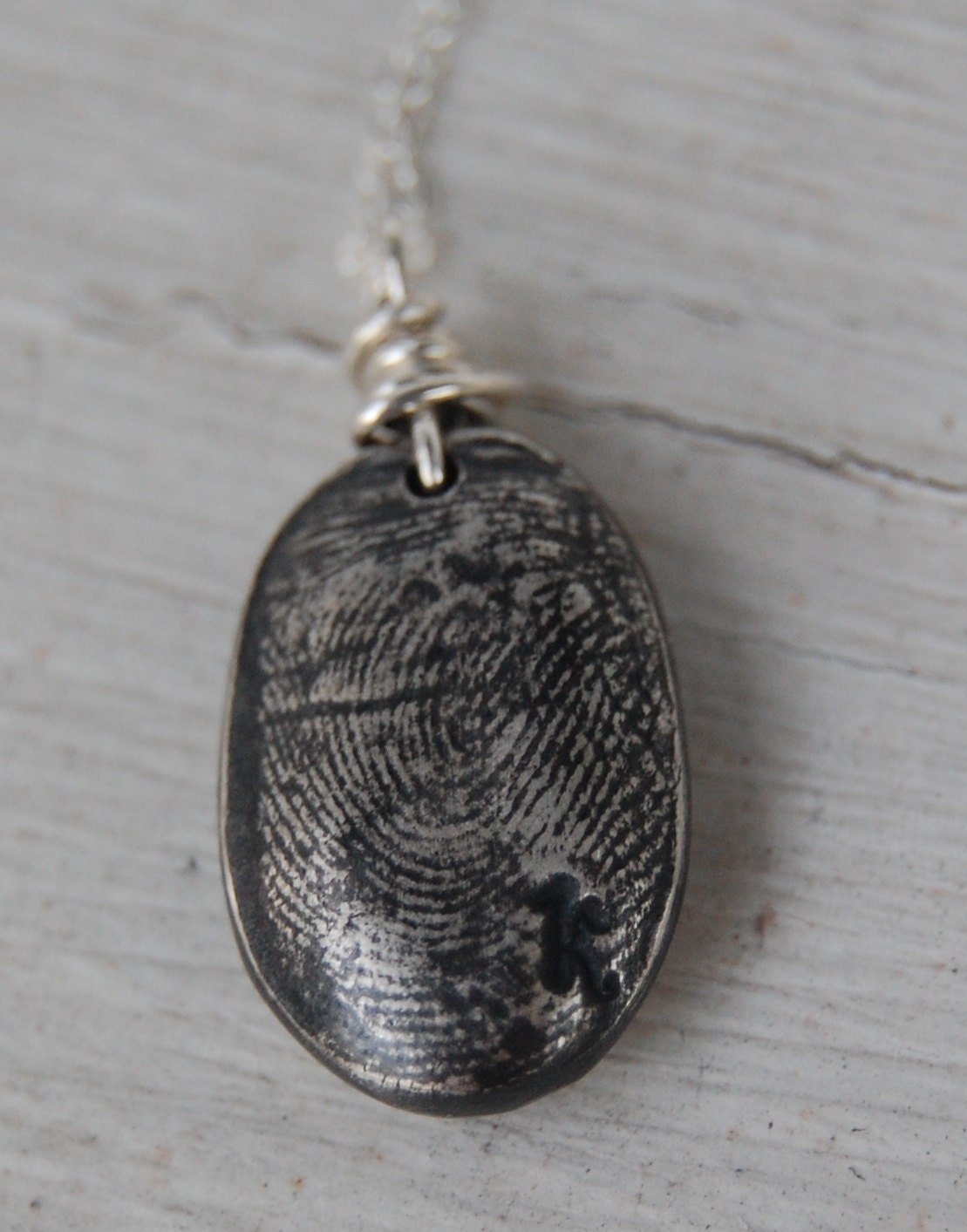 Your Own Custom Two-Sided Silver Fingerprint Pendant with Chain