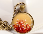 Modern Flower Pendant Resin Pendant Picture Pendant Photo Pendant Resin Picture Pendant Art Pendant C208B