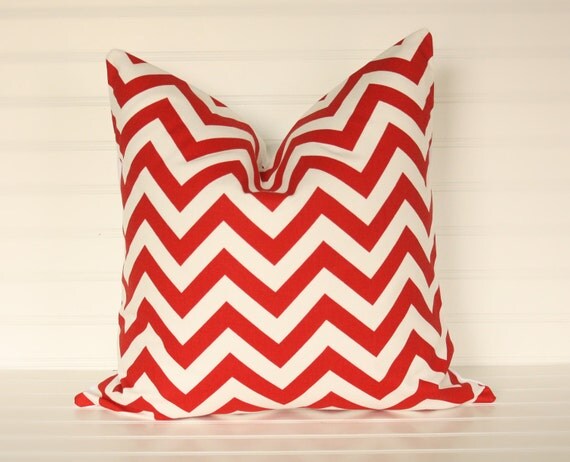 Red Chevron Pillow Cover 18x18