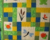PATTERN - PDF - Baby Quilt - child - throw - quilt - frog - dragonfly - boy - girl