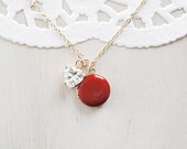 Diamond Heart Shaped Charm and Enamel Locket Necklace