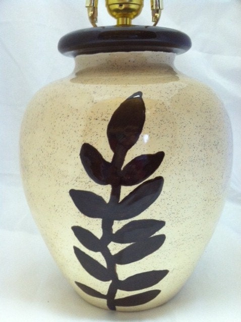 Ceramic Pottery Lamp Leaf Design Hand Painted - Made to Order - Custom Order