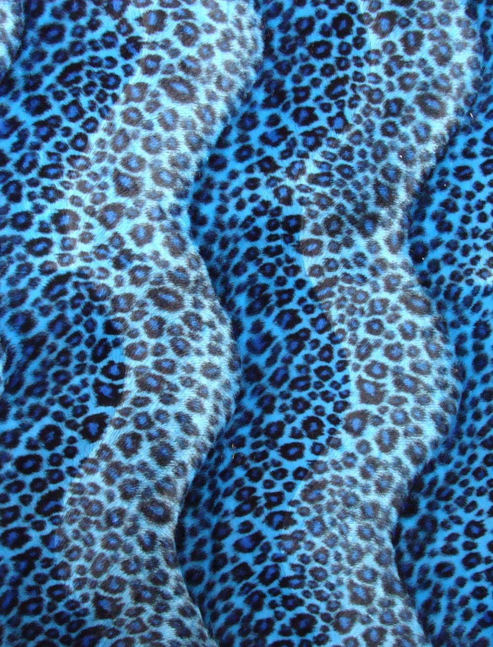 Blue Leopard Fabric / Faux Fur 1 Yard. by punkseamstress on Etsy