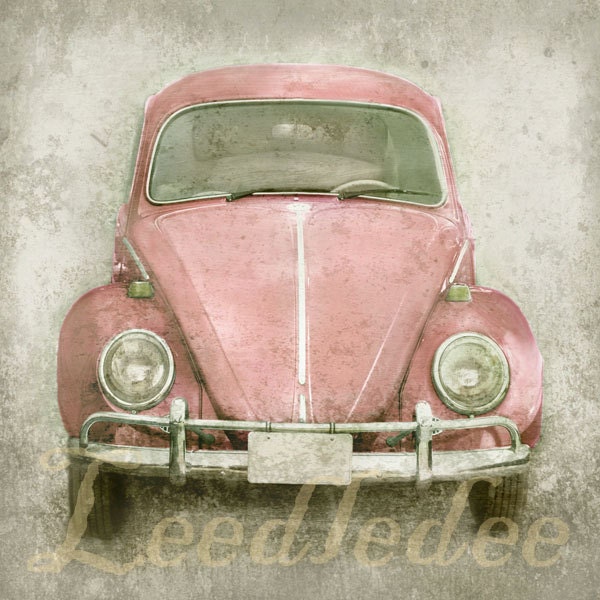 Pink Bug (or CHOOSE your color) - Original Photograph 8x8 - Vintage Volkswagen Beetle 1960s 1970s - leedledee