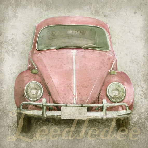 Ruby Red Bug (or CHOOSE your color) - 8x8 or 8X10 Retro Hippie Volkswagen Beetle Nostalgic 1960s 1970s
