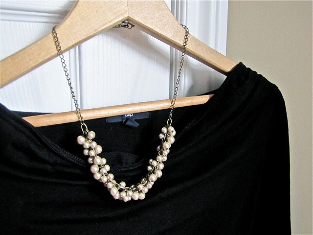 Mocha Pearl Cluster Necklace