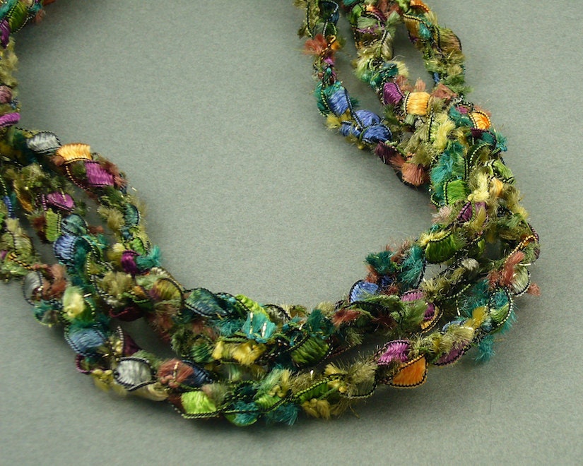 Spring Meadow Crochet Ribbon Necklace