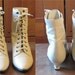 Vintage 80s Lace Up Ankle Boots. Victorian Granny. Ivory White. Size 7 and a half.