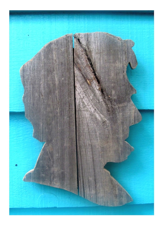 Small Abraham Lincoln made of recycled fence wood, Abe (10" x 7")