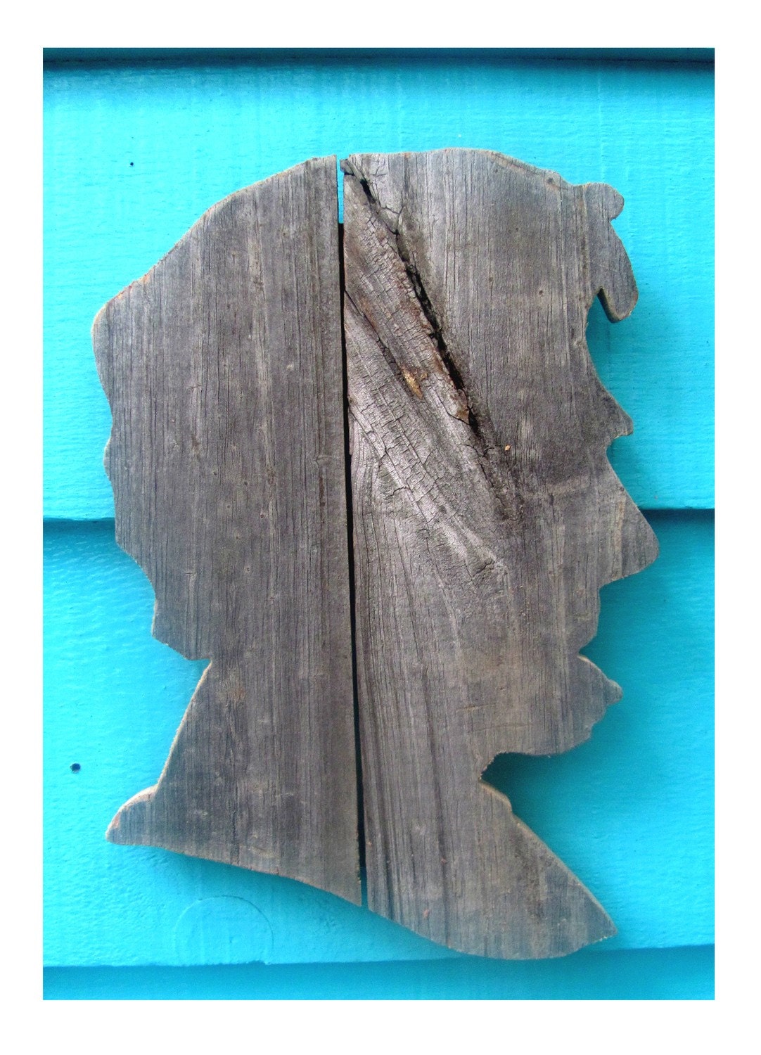 Small Abraham Lincoln made of recycled fence wood, Abe (10" x 7")