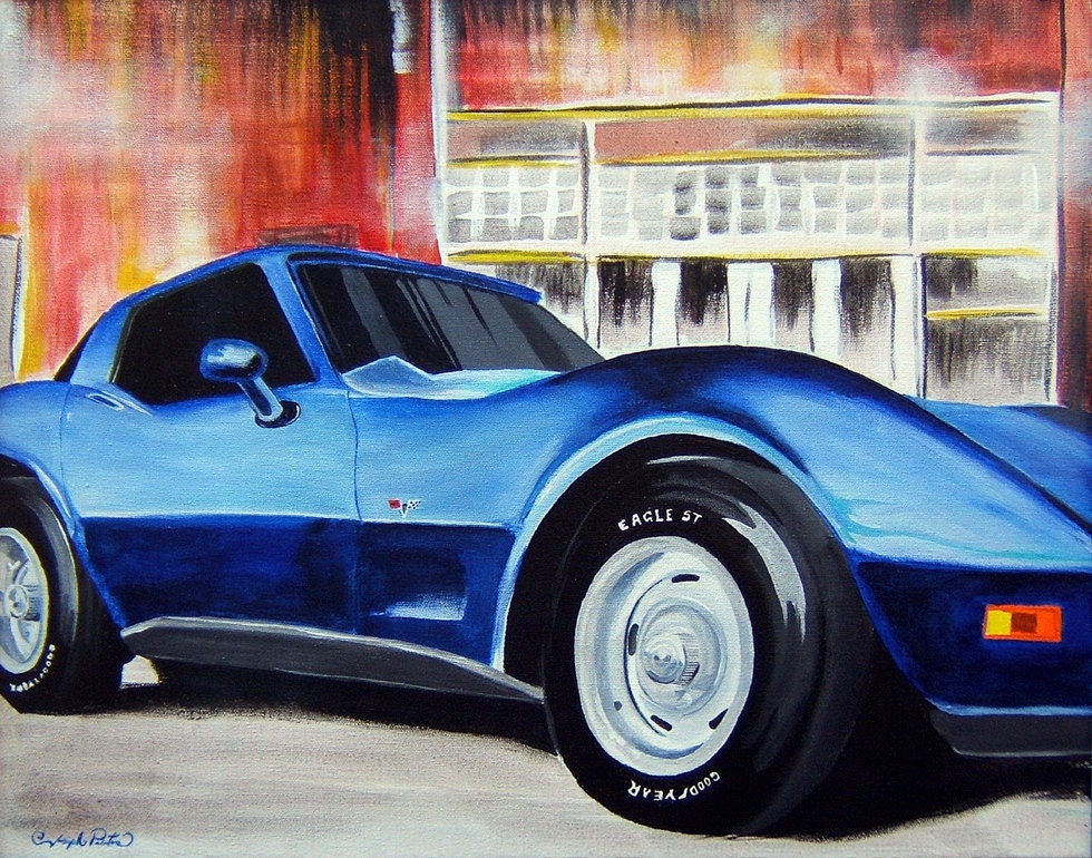 16x20 Personalized Custom Car Transportation Painting Artwork any style.  Canvas with Acrylics.