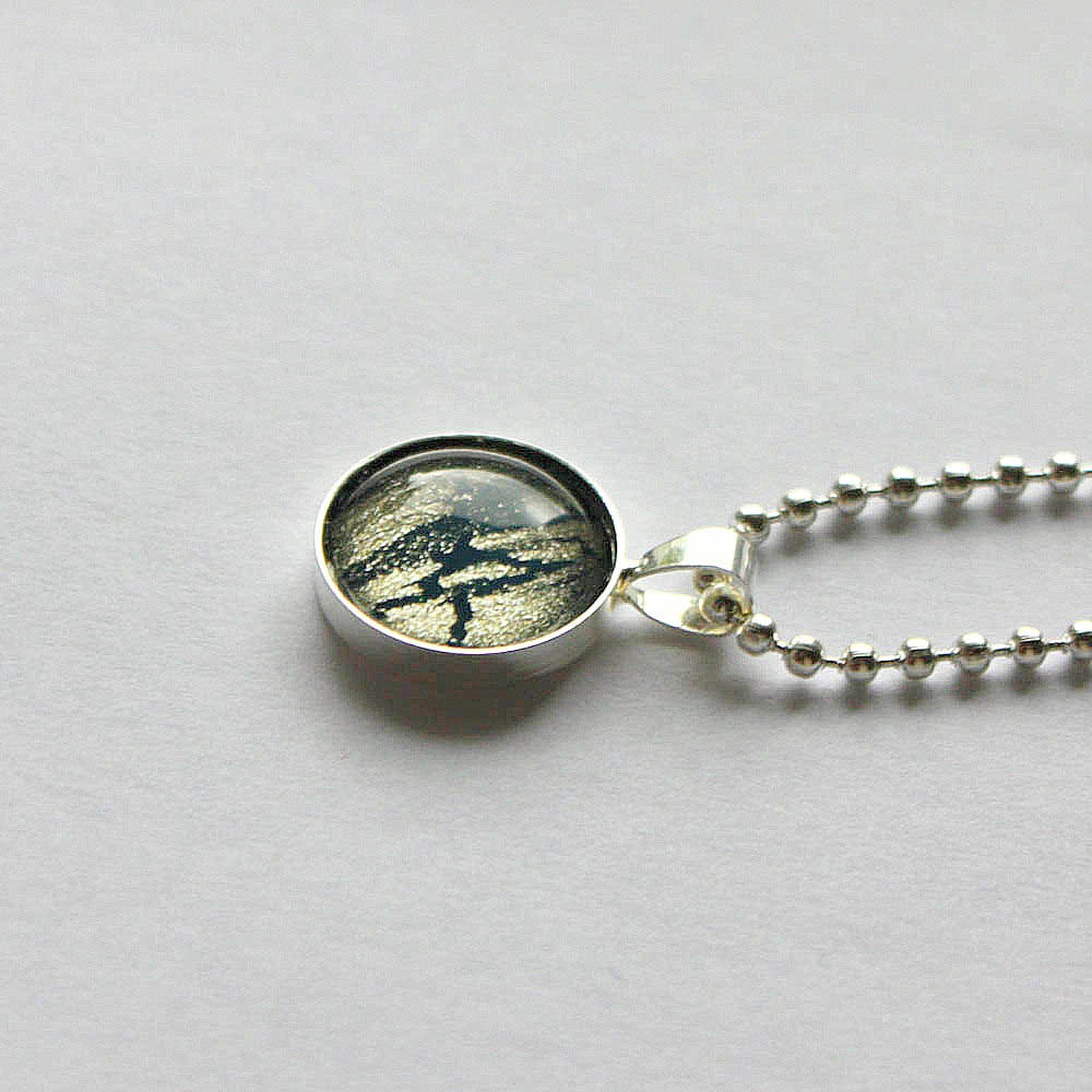 Teal and Gold Crackle Pendant