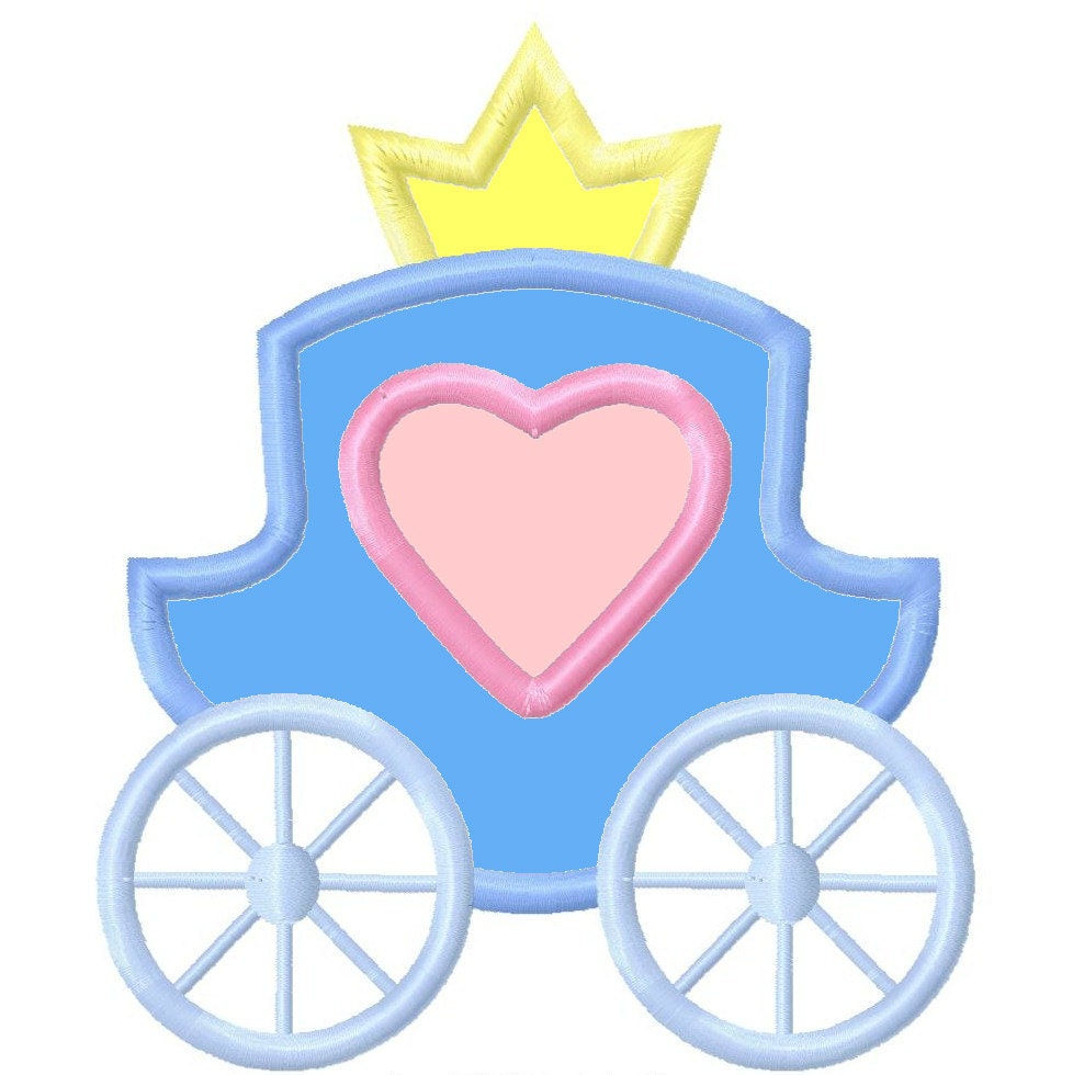 Digitizing Dolls Princess Carriage Applique Machine Embroidery Design 4x4 5x7 6x10 INSTANT DOWNLOAD