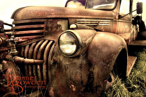 Rusty Antique Truck - Original Photograph 8x10 - Rust Orange Sepia Brown Aged Weathered Old Junker Distressed Home Decor
