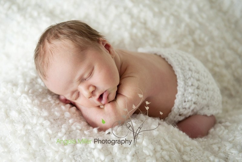 Newborn Baby Boy Girl Photo Prop Diaper Cover -  Soft White OR Your Choice of Color