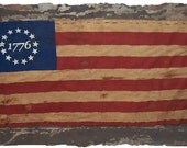 1776 FLAG Handpainted Country Colonial Primitive Americana Sign Wall Hanging