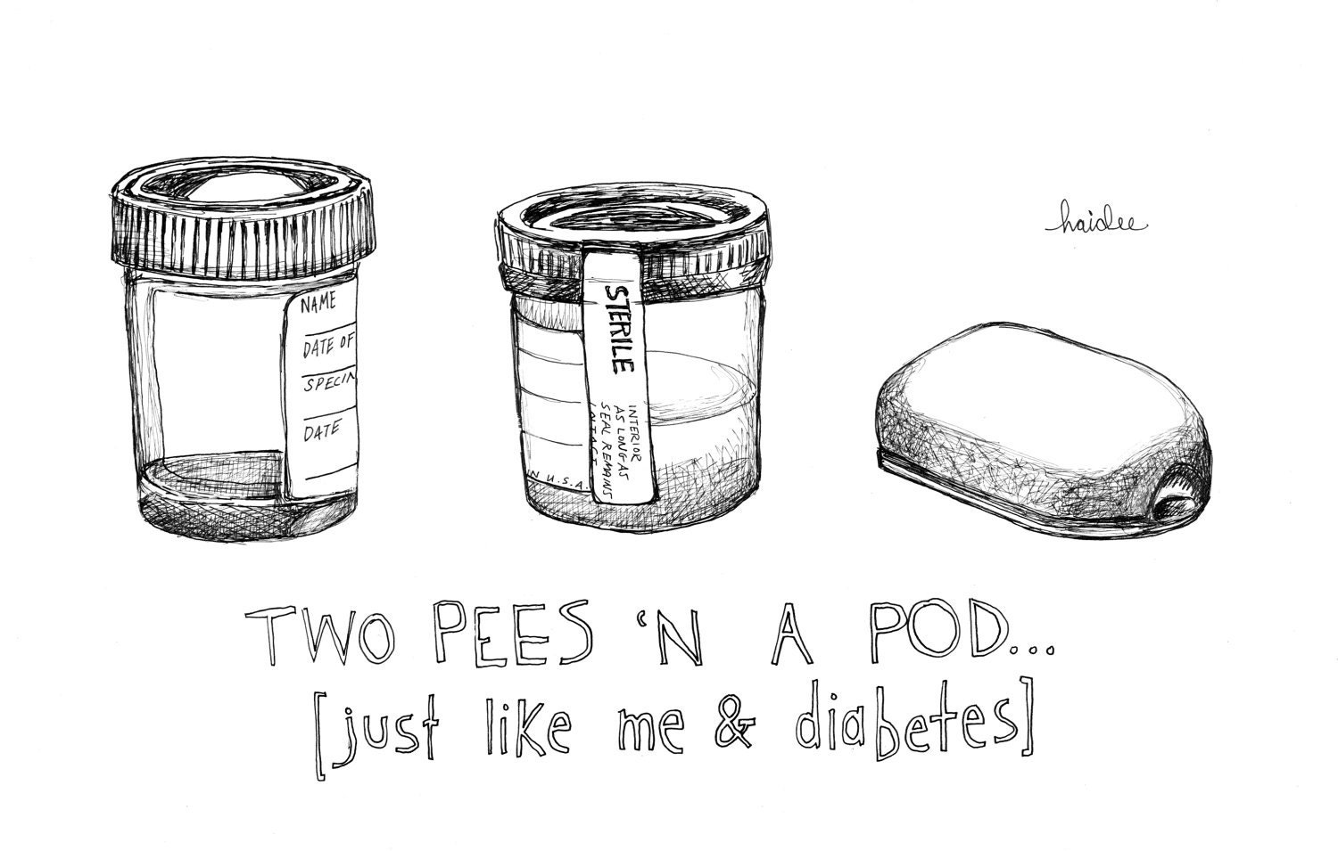 Two Pees 'n' a Pod - Pen & Ink Illustration