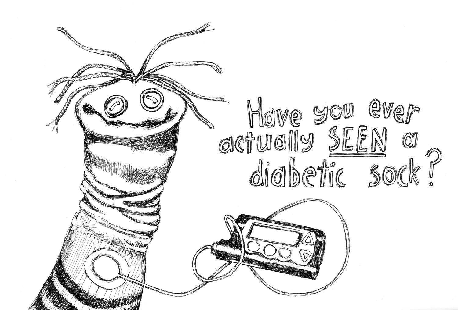 Diabetic Sock - Pen & Ink Illustration