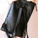 Square Shape Leather Backpack - Black
