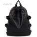 Multi-Pockets Leather Backpack - Black