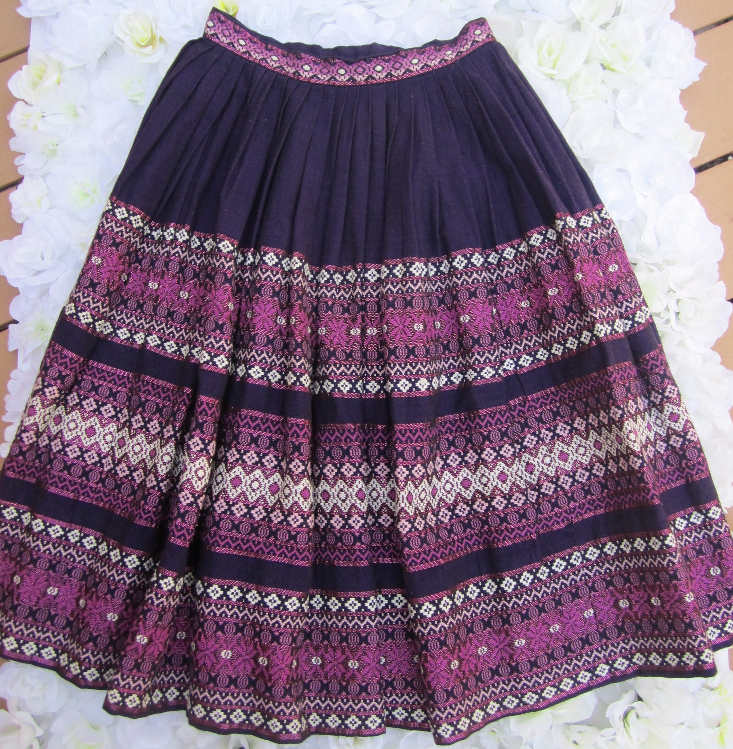 Reserved for Snakepit- Vintage embroidered ethnic mid length skirt boho- tribal- ethnic