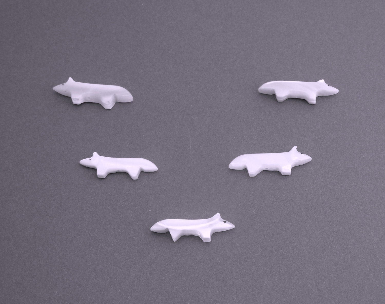 Fox Fetish Native American Hand Carved Large Mother of Pearl Shell Beads