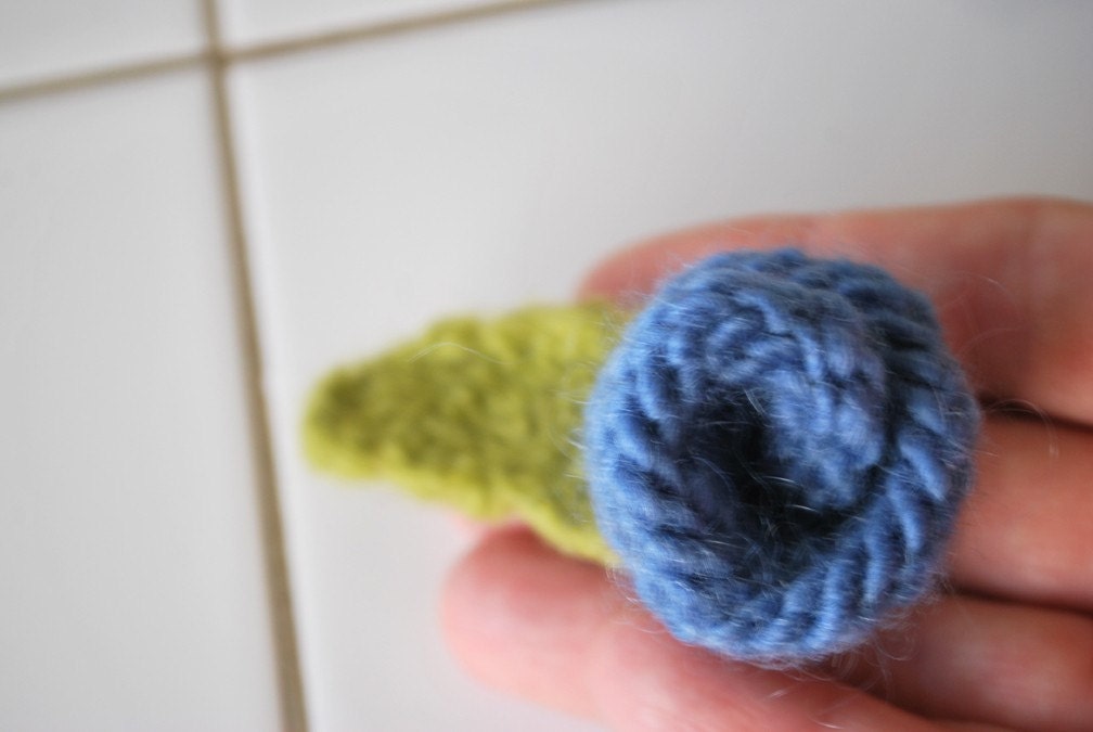 Blue felted flower rose hair clip - Small Clip