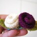 Purple and white felted flowers roses hair barrette