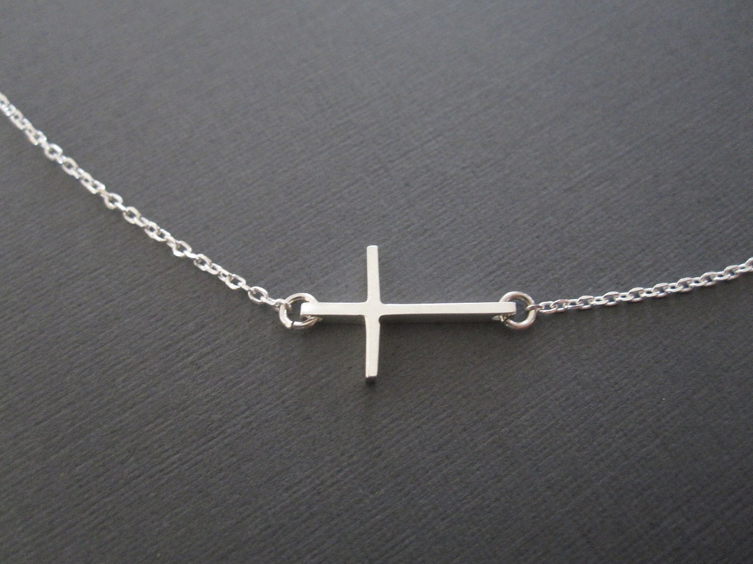 Sterling Silver Sideways Cross Necklace
