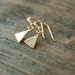 Simple Gold Triangle Earrings - on gold filled hooks modern delicate jewelry
