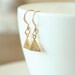 Simple Gold Triangle Earrings - on gold filled hooks modern delicate jewelry